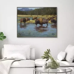 Kirklands Home Canvas Art|Buffalo Crossing Framed Canvas Art Print Multi
