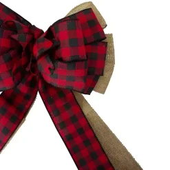 Online Buffalo Plaid and Burlap Bow Christmas Tree Topper Christmas Tree Decorations