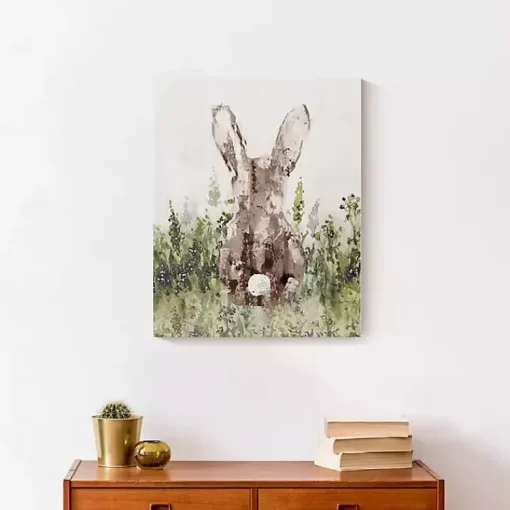 Outlet Bunny in Grass Canvas Art Print Easter Decorations