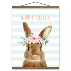 Clearance Bunny with Floral Crown Hanging Canvas Print Easter Decorations