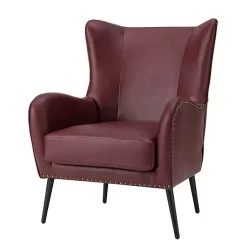 Kirklands Home Accent Chairs|Burgundy Faux Leather Accent Chair Red