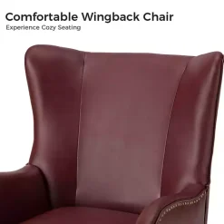Kirklands Home Accent Chairs|Burgundy Faux Leather Accent Chair Red