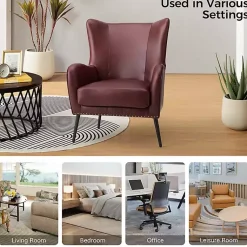 Kirklands Home Accent Chairs|Burgundy Faux Leather Accent Chair Red