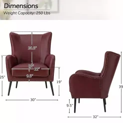 Kirklands Home Accent Chairs|Burgundy Faux Leather Accent Chair Red