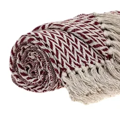 Clearance Burgundy Zig Zag Pattern Throw Blankets & Throws