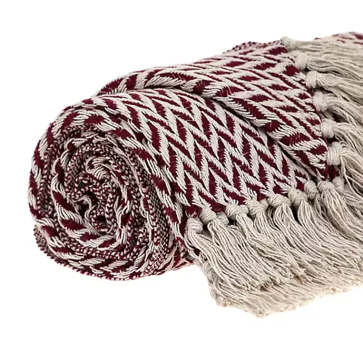 Clearance Burgundy Zig Zag Pattern Throw Blankets & Throws