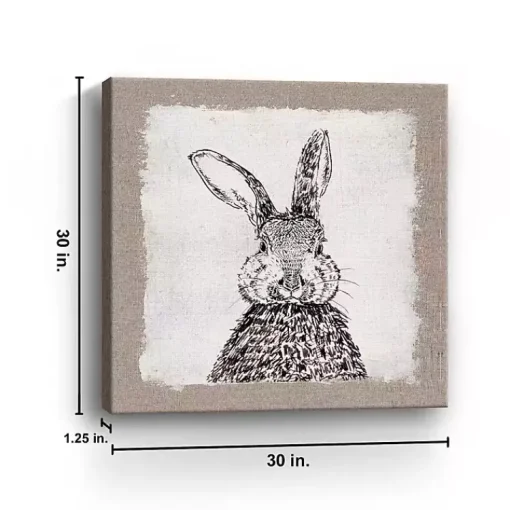 Sale Burlap Bunny Drawing Canvas Art Print Easter Decorations