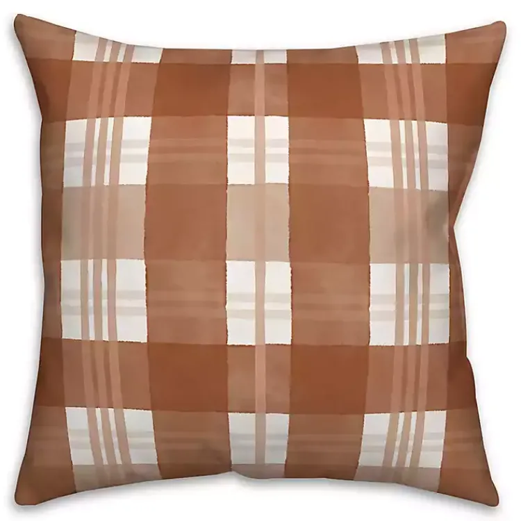 Burnt Orange Plaid Harvest Throw Pillow Fall