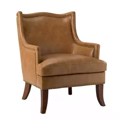 Kirklands Home Accent Chairs|Camel Faux Leather Ophelia Accent Chair Tan