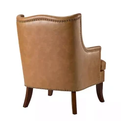 Kirklands Home Accent Chairs|Camel Faux Leather Ophelia Accent Chair Tan