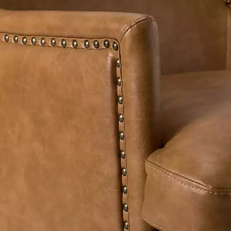 Kirklands Home Accent Chairs|Camel Faux Leather Ophelia Accent Chair Tan