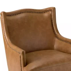 Kirklands Home Accent Chairs|Camel Faux Leather Ophelia Accent Chair Tan