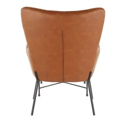 Kirklands Home Accent Chairs|Camel Faux Leather 2-pc. Chair and Ottoman Set Brown