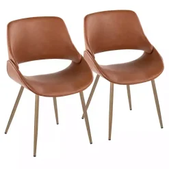 Kirklands Home Accent Chairs|Camel Faux Leather Scooped Accent Chairs, Set of 2 Brown