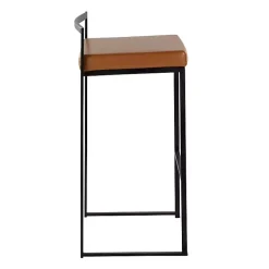 Kirklands Home Bar Stools & Counter Height Stools|Camel Faux Leather Stackable Bar Stools, Set of 2 Tan