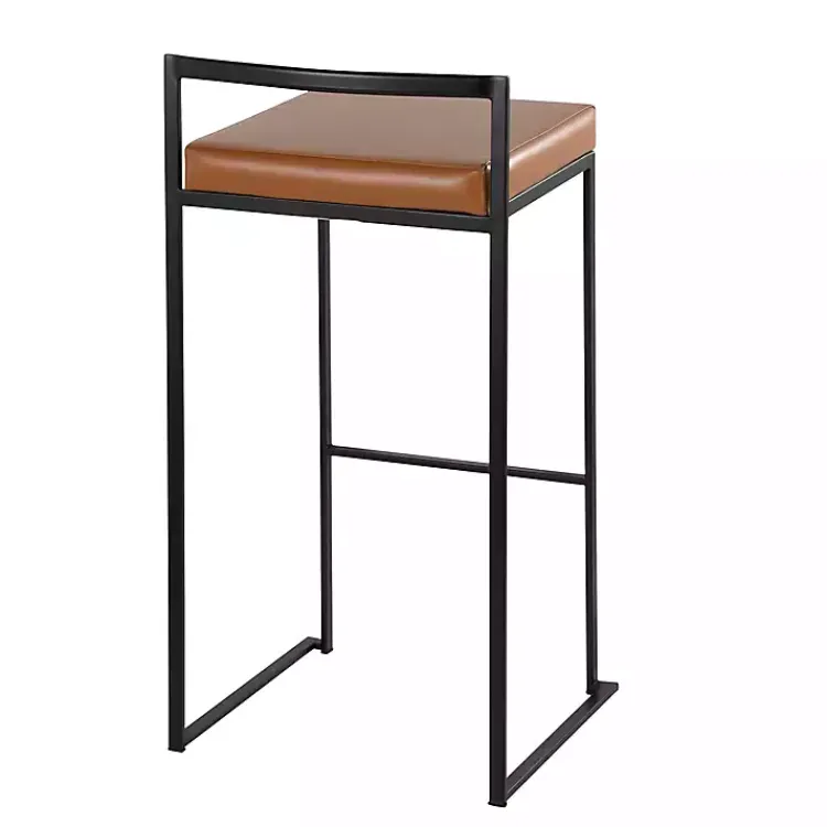 Kirklands Home Bar Stools & Counter Height Stools|Camel Faux Leather Stackable Bar Stools, Set of 2 Tan