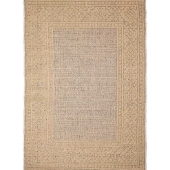 Kirklands Home Outdoor Rugs|Camel Leopard Border Outdoor Area Rug, 5x7 Tan