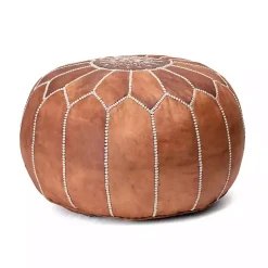 Discount Camel Moroccan Leather Pouf Poufs & Floor Cushions