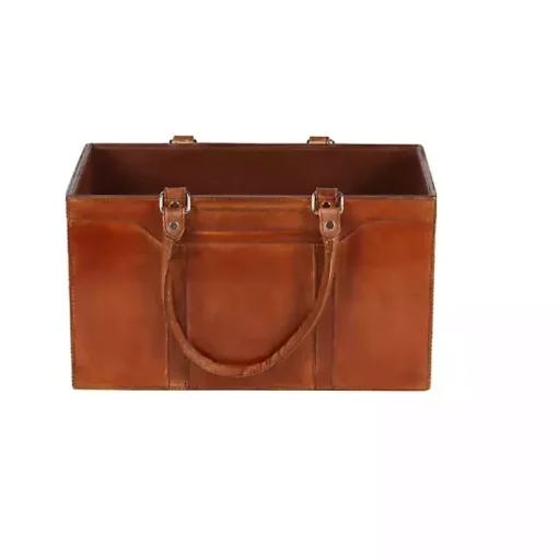 Sale Camel Rustic Leather Magazine Rack Basket Baskets & Boxes