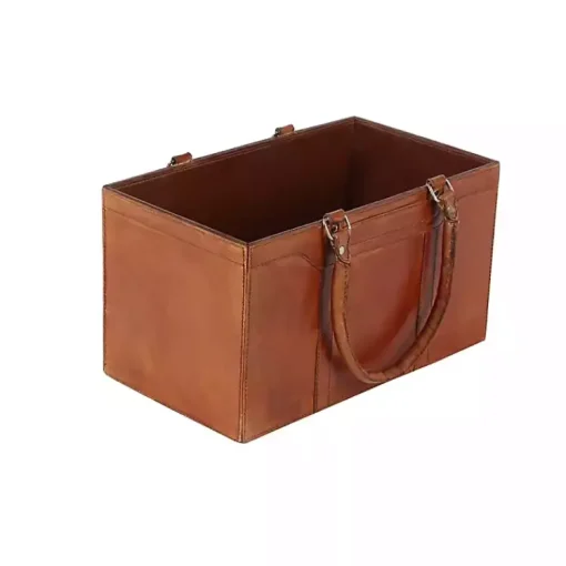 Sale Camel Rustic Leather Magazine Rack Basket Baskets & Boxes