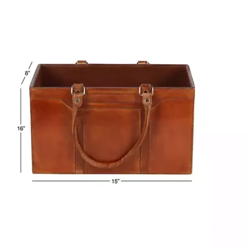 Sale Camel Rustic Leather Magazine Rack Basket Baskets & Boxes