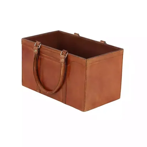 Sale Camel Rustic Leather Magazine Rack Basket Baskets & Boxes