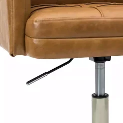 Kirklands Home Office Furniture|Camel Tufted Faux Leather Swivel Office Chair Tan