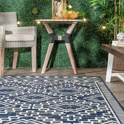 Kirklands Home Outdoor Rugs|Cammie Blue Moroccan Tribal Outdoor Rug, 5x8