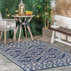 Kirklands Home Outdoor Rugs|Cammie Blue Moroccan Tribal Outdoor Rug, 8x10
