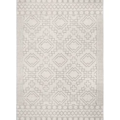 Kirklands Home Outdoor Rugs|Cammie Gray Moroccan Geometric Outdoor Rug, 5x8