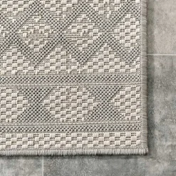 Kirklands Home Outdoor Rugs|Cammie Gray Moroccan Geometric Outdoor Rug, 5x8