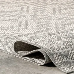 Kirklands Home Outdoor Rugs|Cammie Gray Moroccan Geometric Outdoor Rug, 8x10