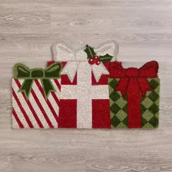 Kirklands Home Doormats|Candy Cane Christmas Present Doormat