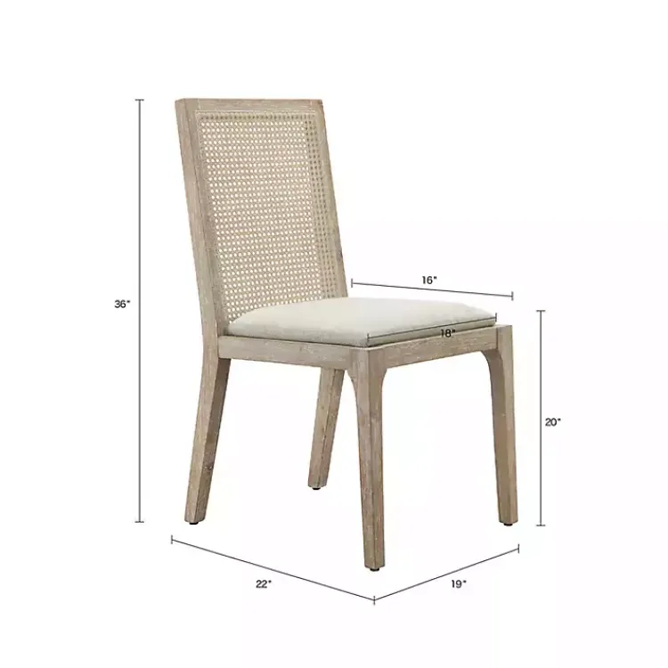 Kirklands Home Dining Chairs|Cane Back Upholstered Wood Dining Chairs, Set of 2 Tan