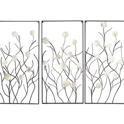 Kirklands Home Wall Plaques|Capiz Flowers Metal Wall Plaques, Set of 3
