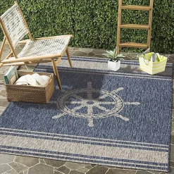 Kirklands Home Outdoor Rugs|Captiva Nautical Helm Outdoor Area Rug, 5x7