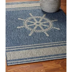 Kirklands Home Outdoor Rugs|Captiva Nautical Helm Outdoor Area Rug, 7x9