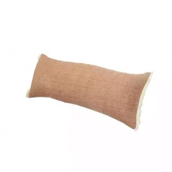 Online Caramel Coated Lumbar Accent Pillow with Fringe Pillows