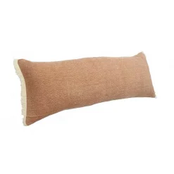 Online Caramel Coated Lumbar Accent Pillow with Fringe Pillows