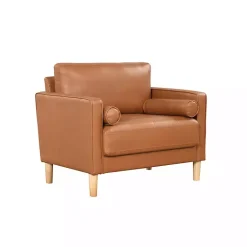 Kirklands Home Accent Chairs|Caramel Faux Leather Chelsea Accent Chair Brown