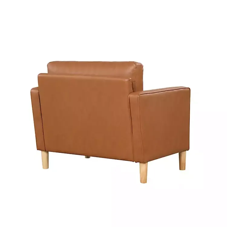 Kirklands Home Accent Chairs|Caramel Faux Leather Chelsea Accent Chair Brown