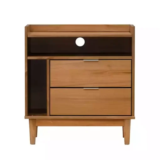 Kirklands Home Nightstands|Caramel Pine 2-Drawer Nightstand Brown