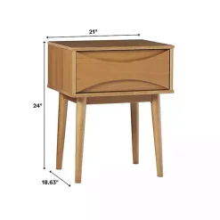 Kirklands Home Nightstands|Caramel Wood Mid-Century Modern Nightsd Tan