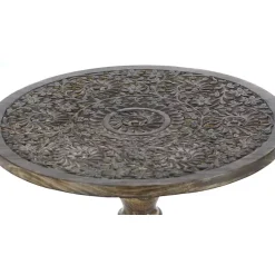Kirklands Home Accent & End Tables|Carved Mandala Mango Wood Accent Table Brown