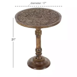 Kirklands Home Accent & End Tables|Carved Mandala Mango Wood Accent Table Brown