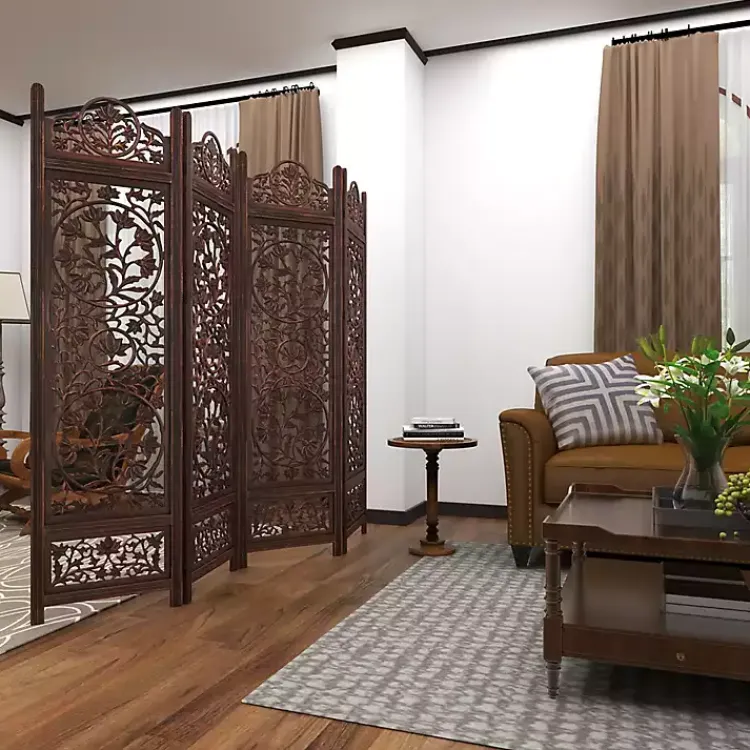 Kirklands Home Accent & End Tables|Carved Mandala Mango Wood Accent Table Brown