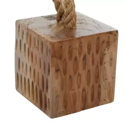 Discount Carved Teak Wood and Rope Door Stoppers, Set of 2 Decorative Accents