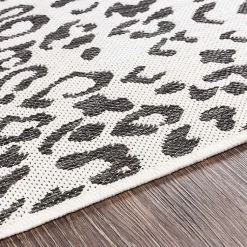 Kirklands Home Outdoor Rugs|Cauli Leopard Print Outdoor Rug, 4x5 Black