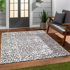 Kirklands Home Outdoor Rugs|Cauli Leopard Print Outdoor Rug, 7x10 Black