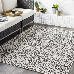 Kirklands Home Outdoor Rugs|Cauli Leopard Print Outdoor Rug, 7x10 Black